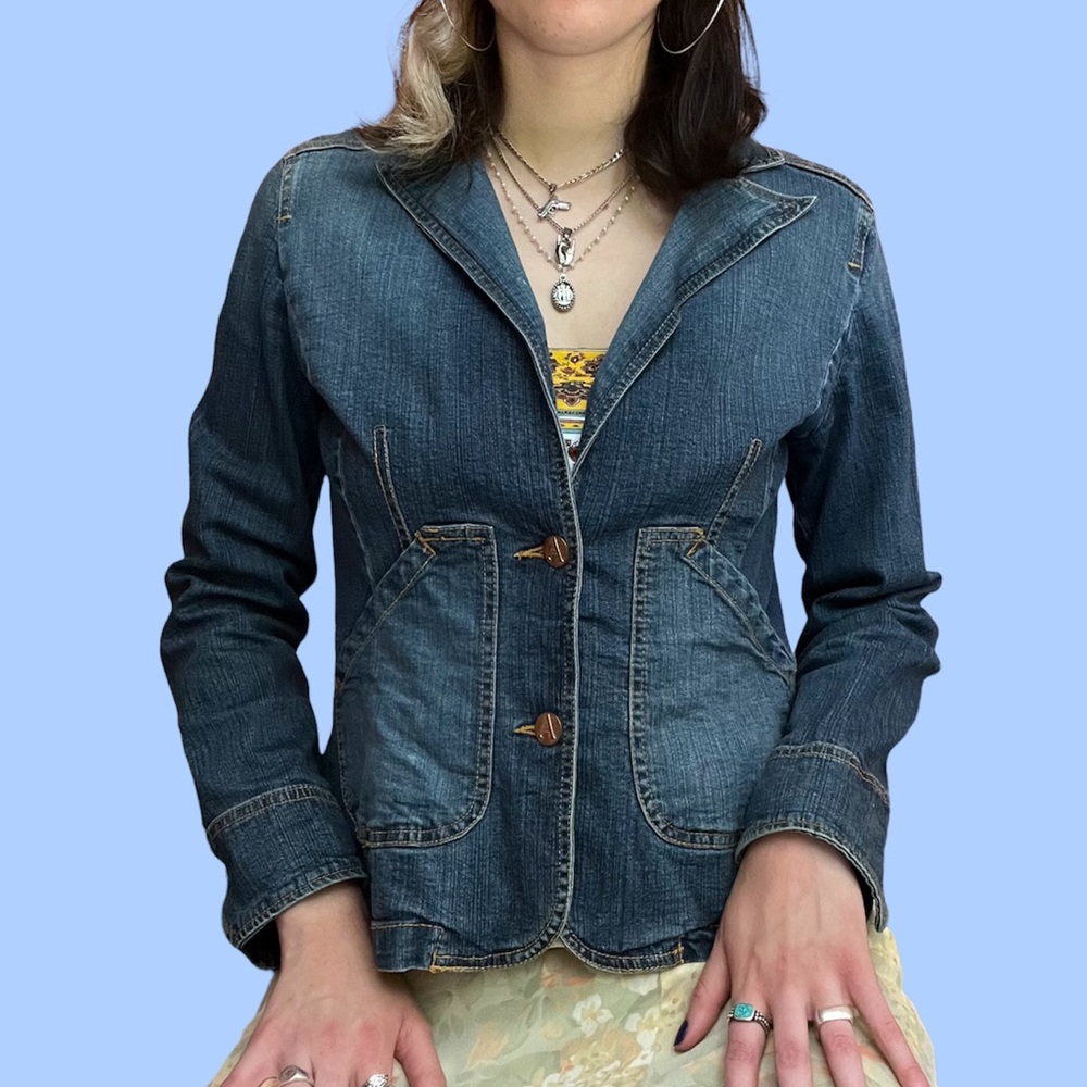 Vintage y2k A Line Fitted Denim Blazer
